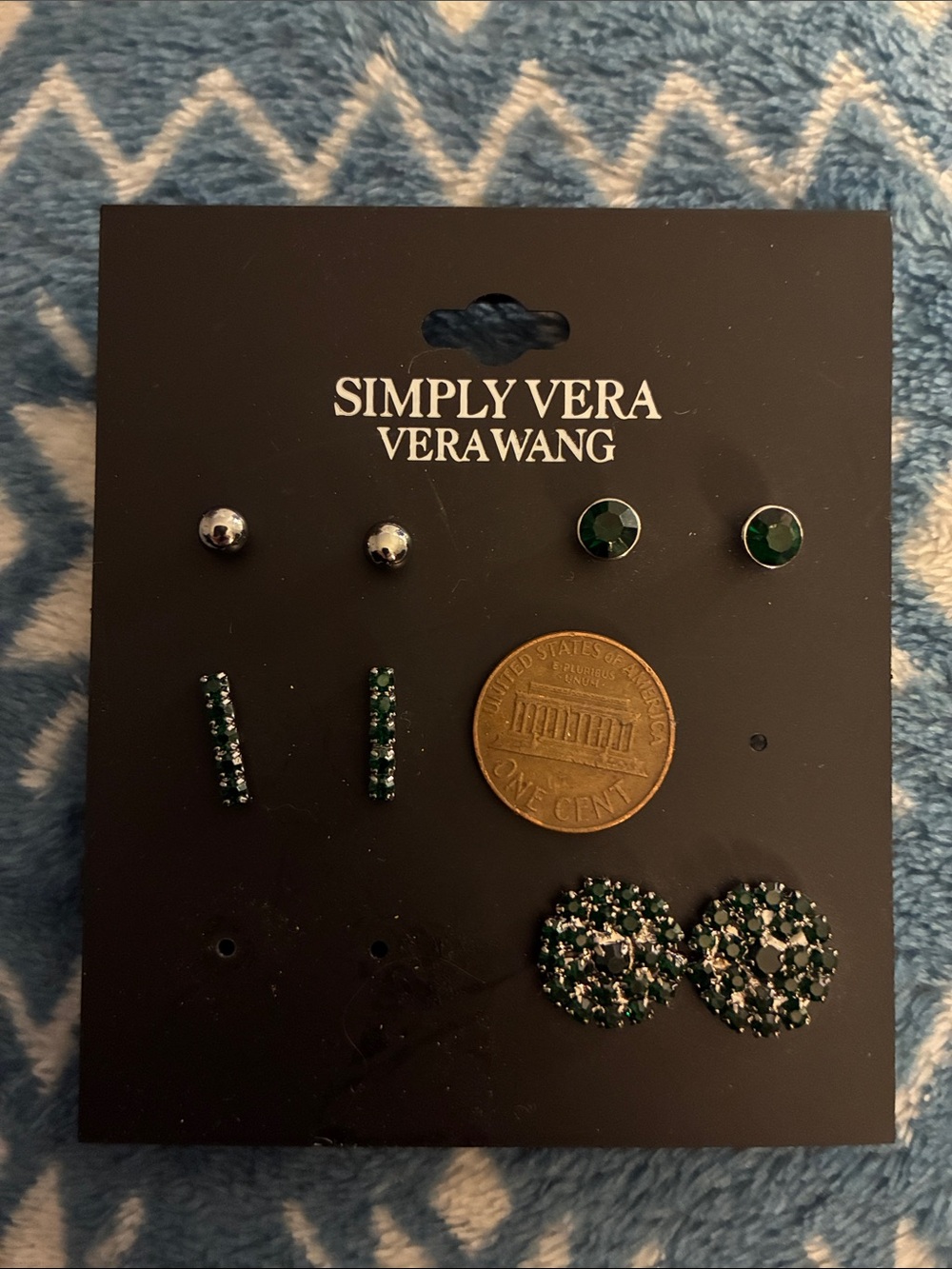 Simply Vera Vera Wang Silver - Emerald Green Stud Earring Set